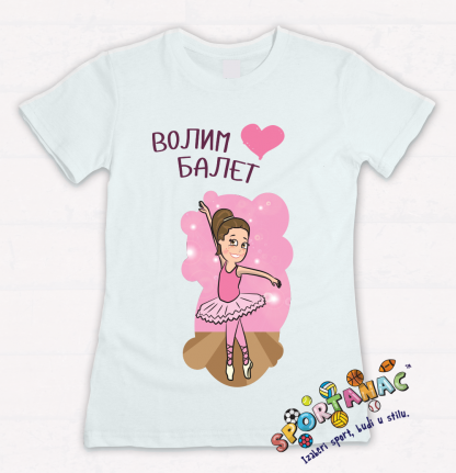 Majice za devojčice volim balet, sportanac majice za decu sa sportskim ilustracijama