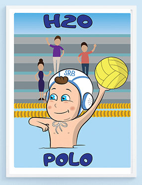 Poster vaterpolista za dečake H2O polo. Motivacioni i zabavni posteri za decu.